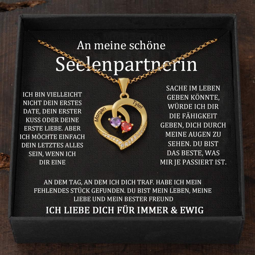Benutzerdefinierte Paar Namen Halskette mit Geburtssteinen Valentinstag Geschenke