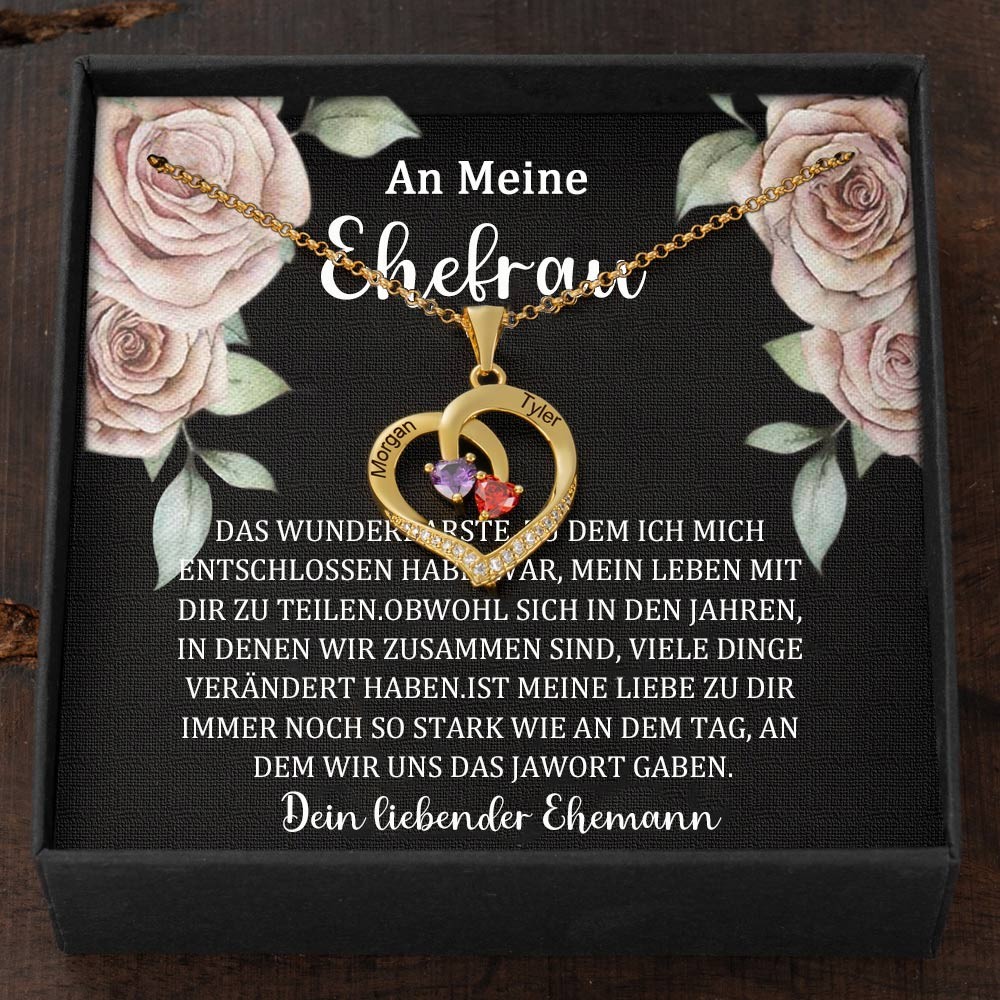 Benutzerdefinierte Paar Namen Halskette mit Geburtssteinen Valentinstag Geschenke