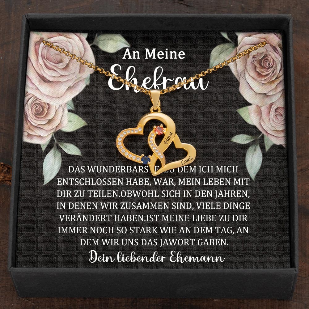 Benutzerdefinierte Paar Namen Herz Halskette mit Geburtssteinen Valentinstag Geschenke