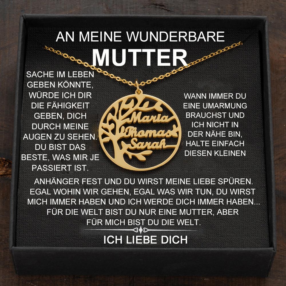 Individuelle Stammbaum-Halsketten mit Kindernamen für Geschenkideen zum Muttertag