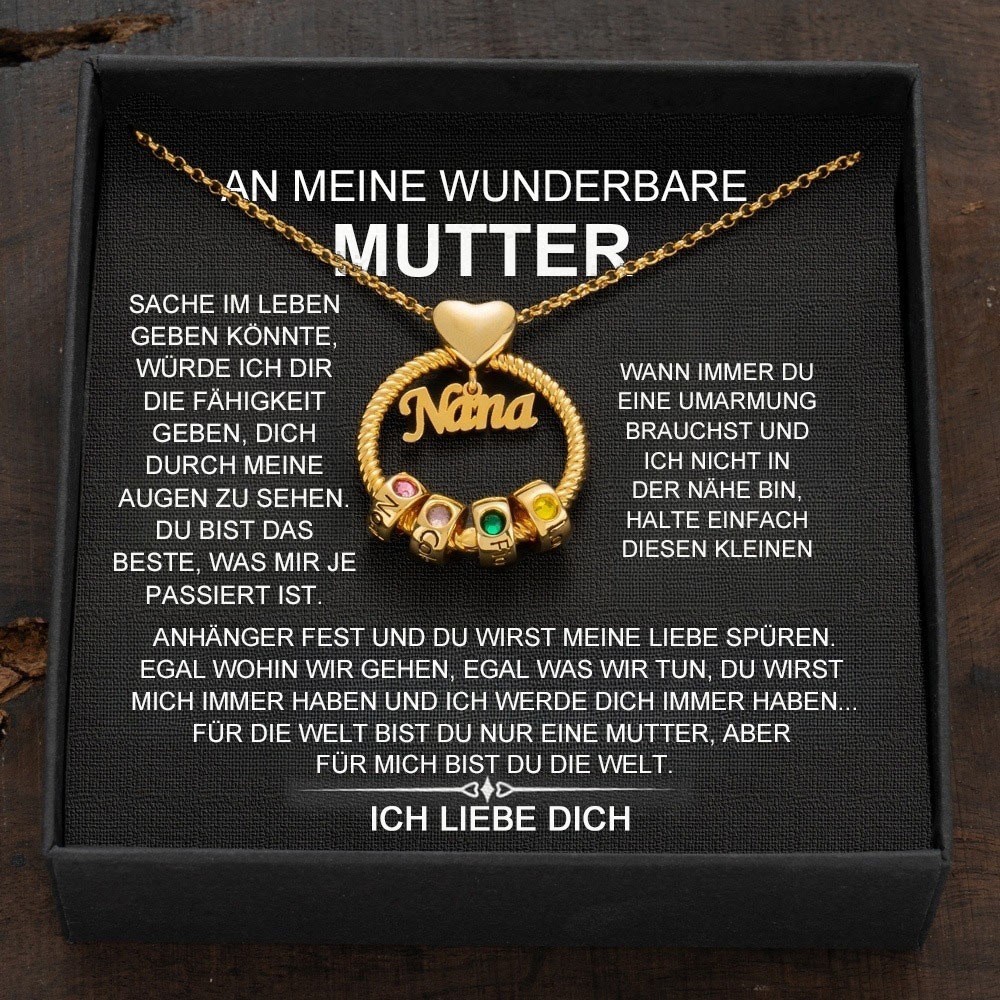 Benutzerdefinierte Kreis Anhänger Halskette mit Namen Perlen für Muttertag Geschenkideen