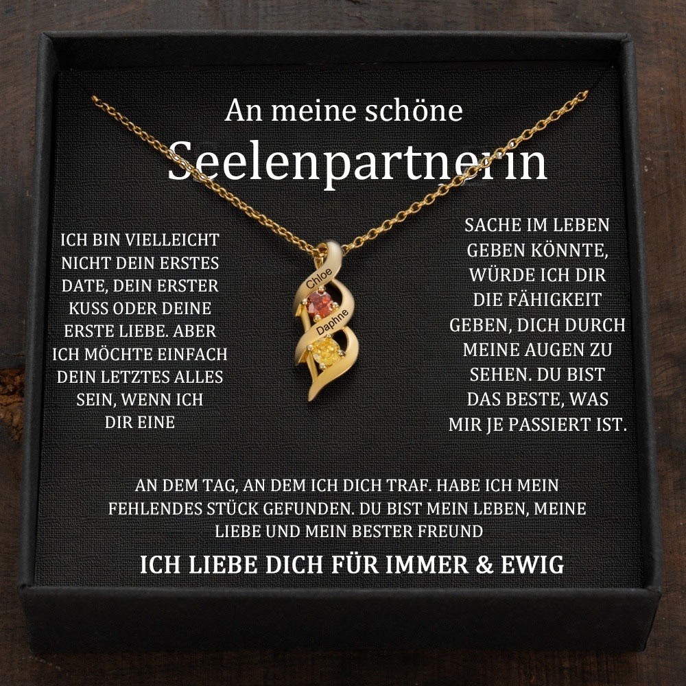 Benutzerdefinierte Paar Namen Herz Halskette mit Geburtssteinen Valentinstag Geschenke