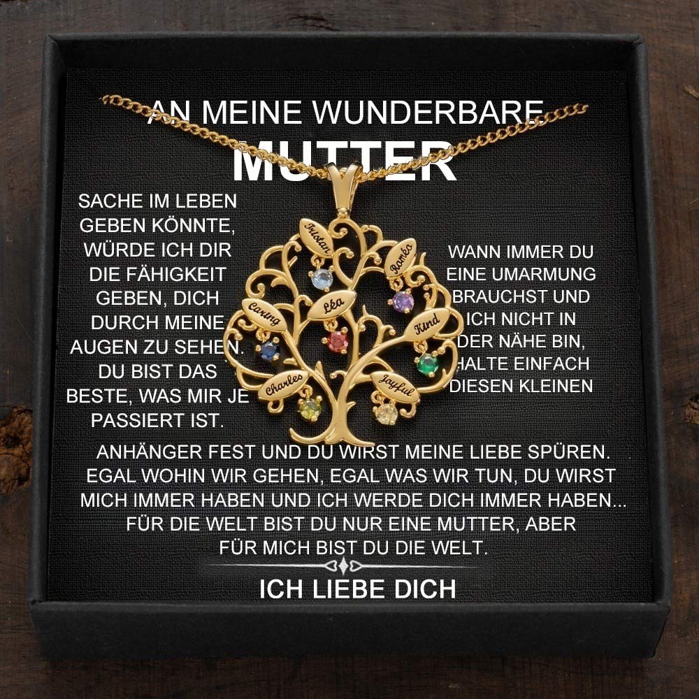 Benutzerdefinierte Geburtsstein Familie Baum Halskette mit Namen Muttertag Geschenk