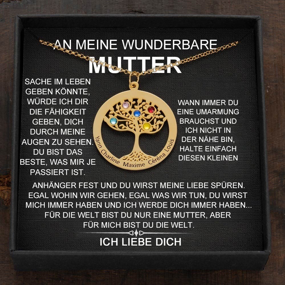 Personalisierte Geburtsstein Familie Baum Halskette mit Kindernamen Muttertag Geschenk