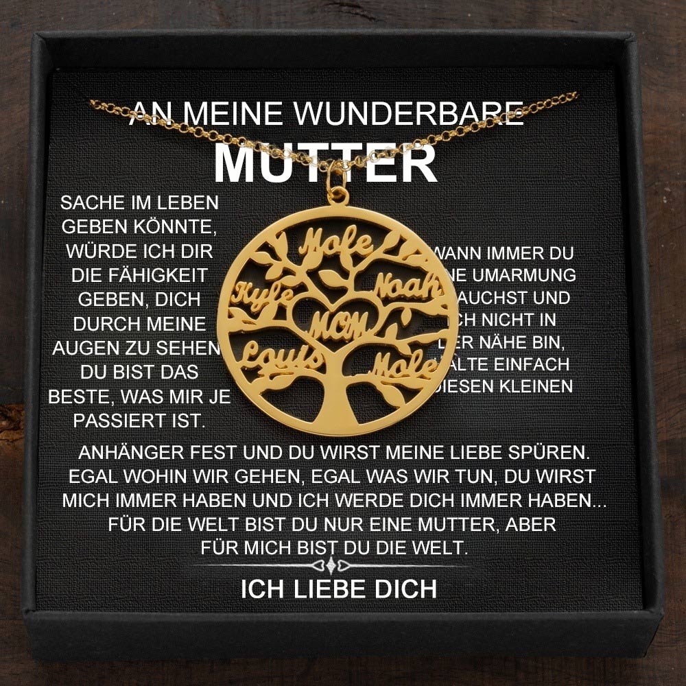 Individuelle Stammbaum-Halsketten mit Kindernamen für Geschenkideen zum Muttertag