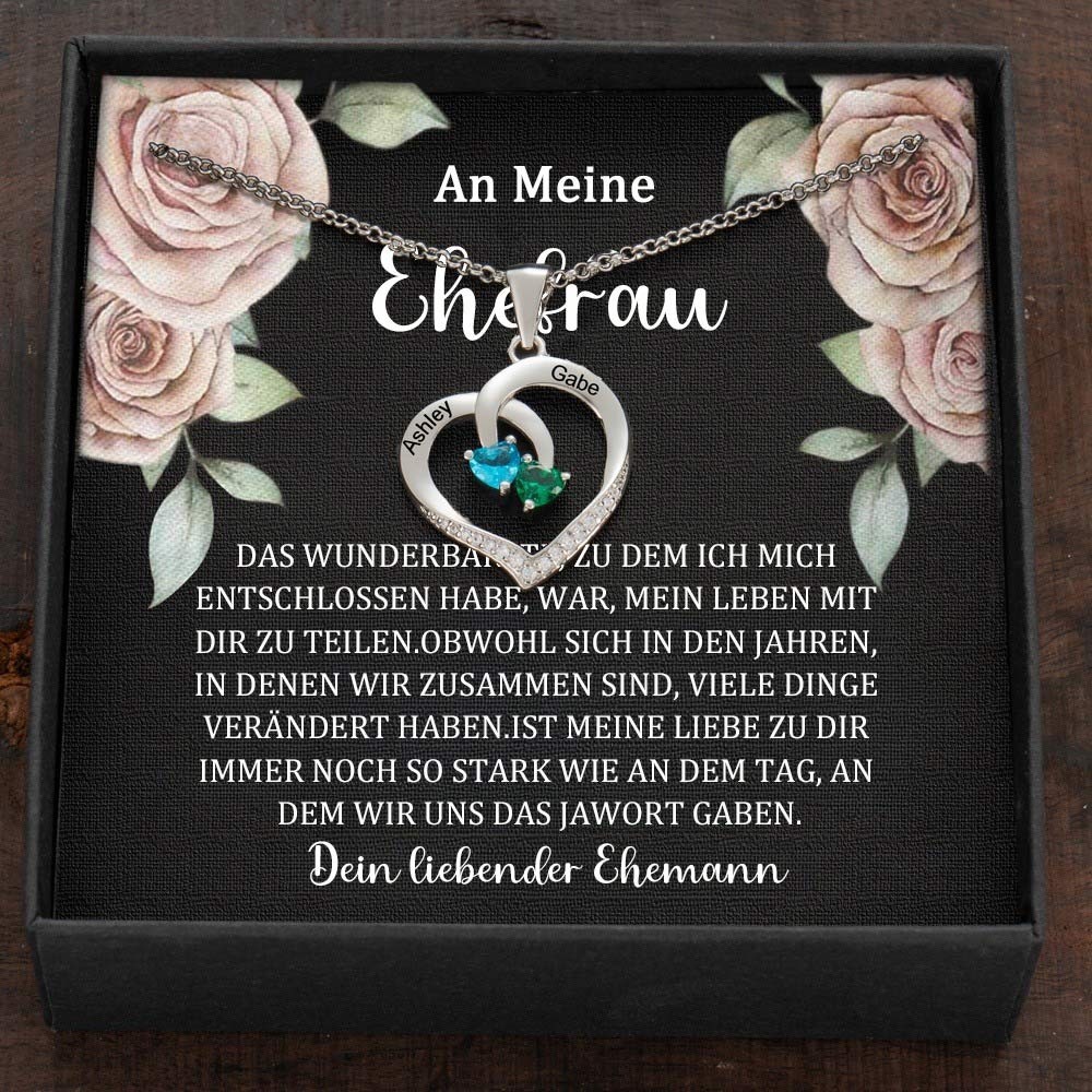 Benutzerdefinierte Paar Namen Halskette mit Geburtssteinen Valentinstag Geschenke