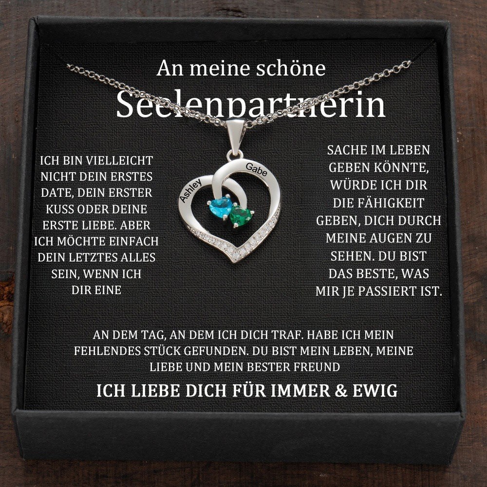 Benutzerdefinierte Paar Namen Halskette mit Geburtssteinen Valentinstag Geschenke