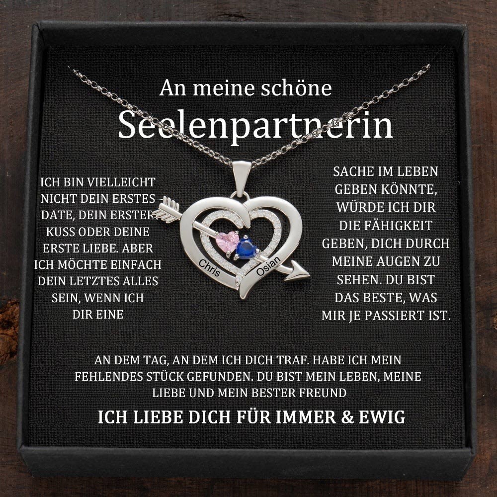 Benutzerdefinierte Paar Namen Halskette mit Geburtssteinen Valentinstag Geschenke