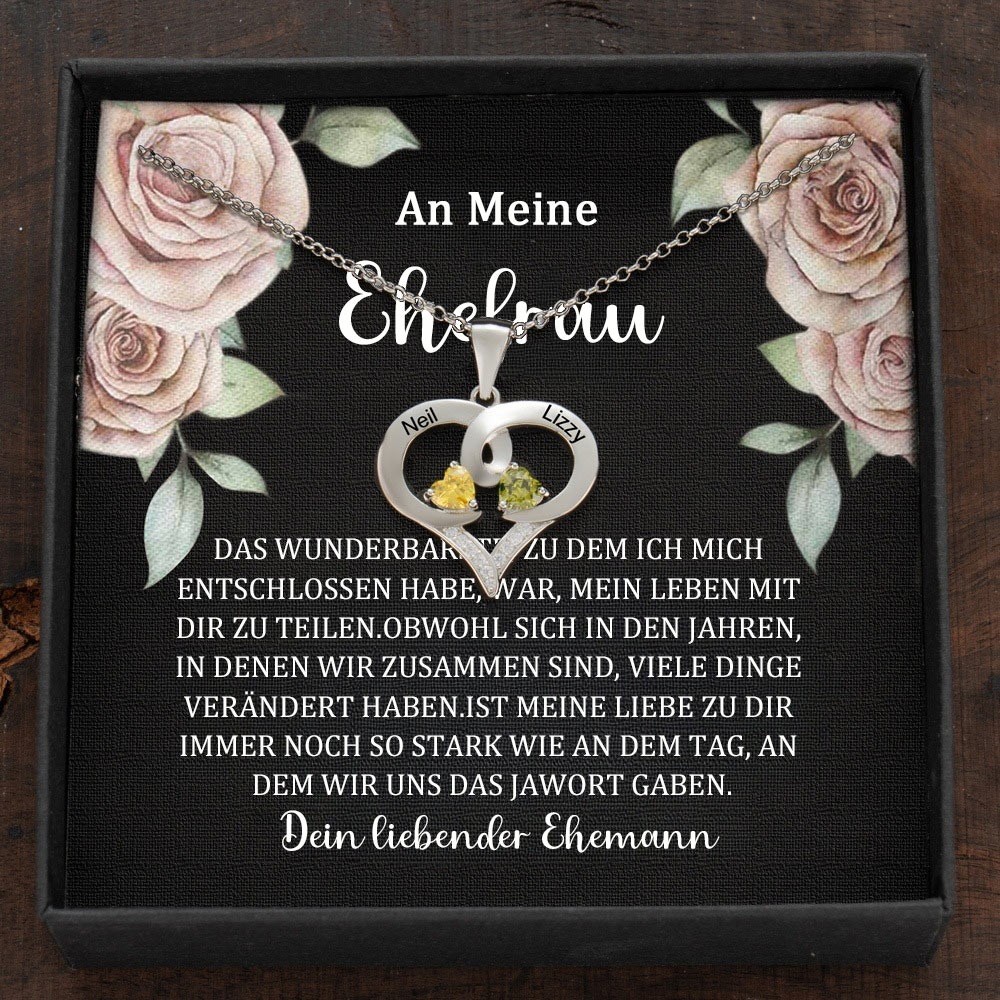 Benutzerdefinierte Paar Namen Halskette mit Geburtssteinen Valentinstag Geschenke