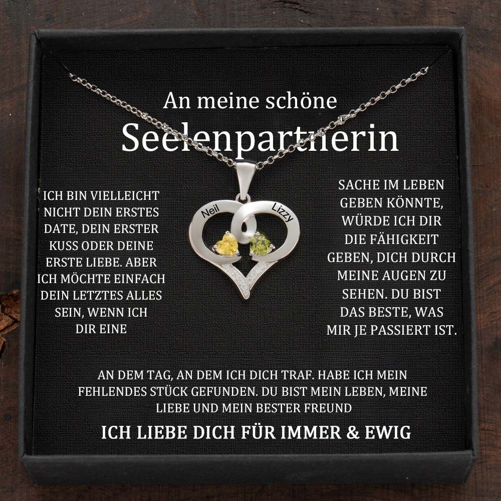 Benutzerdefinierte Paar Namen Halskette mit Geburtssteinen Valentinstag Geschenke
