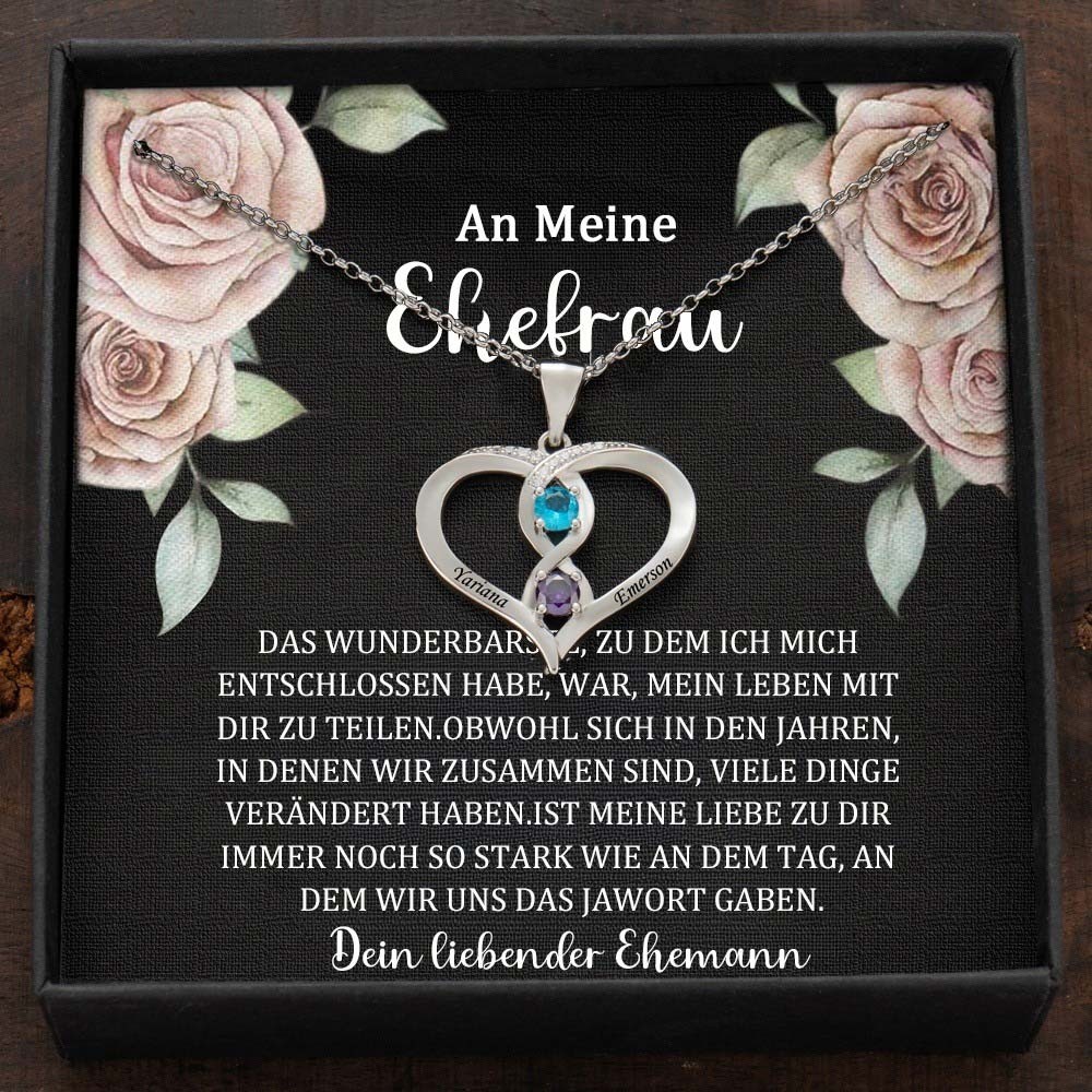 Benutzerdefinierte Paar Namen Halskette mit Geburtssteinen Valentinstag Geschenke