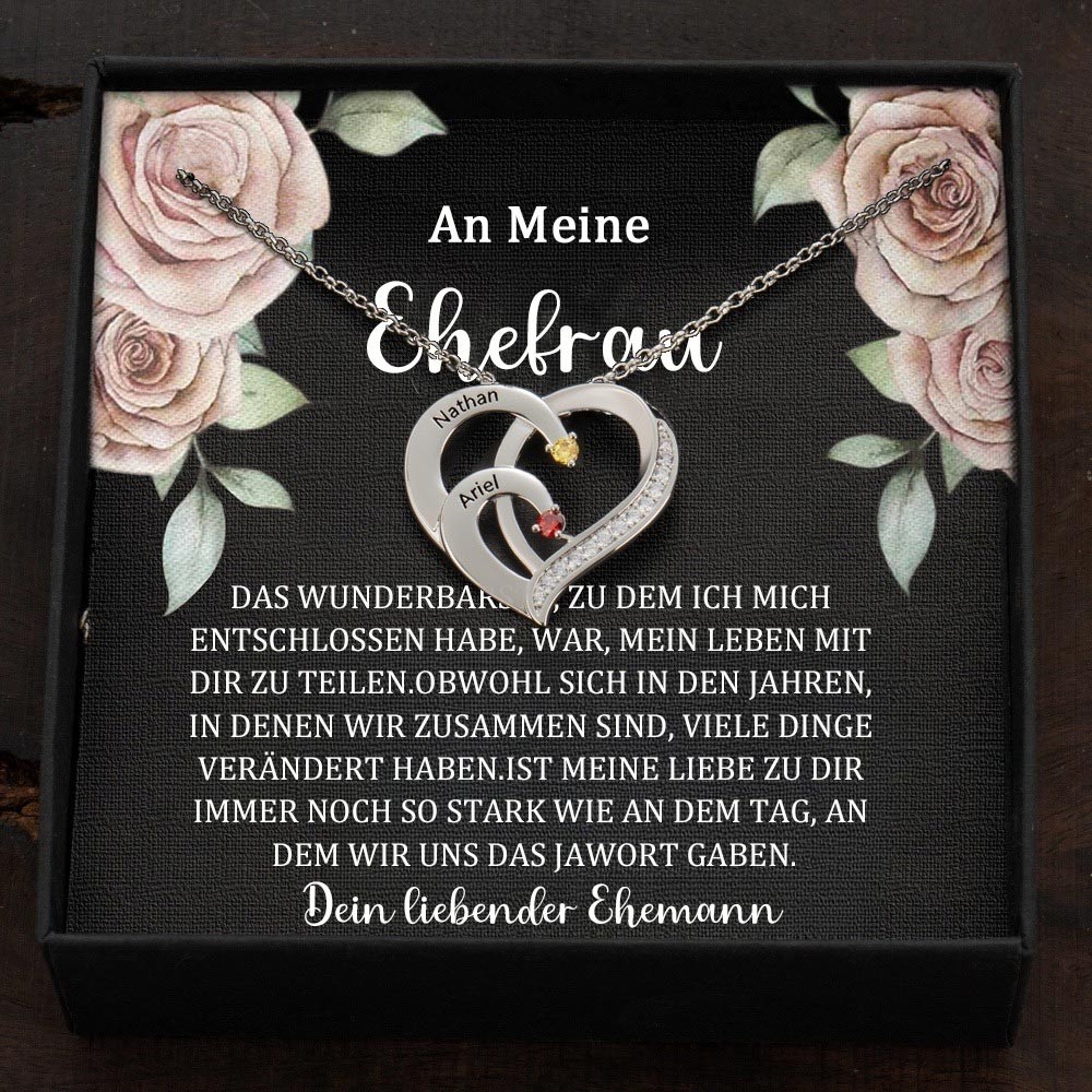 Benutzerdefinierte Paar Namen Halskette mit Geburtssteinen Valentinstag Geschenke
