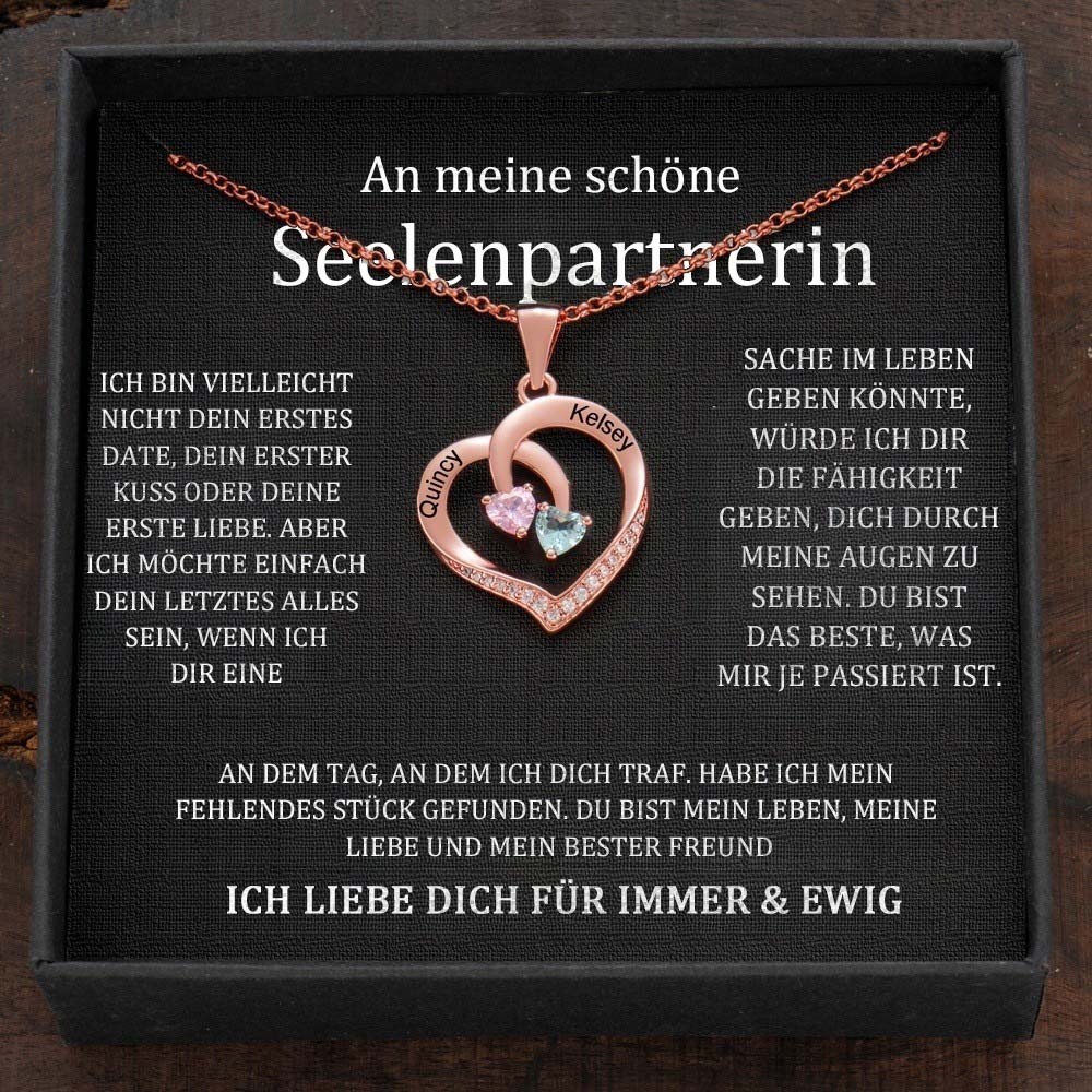 Benutzerdefinierte Paar Namen Halskette mit Geburtssteinen Valentinstag Geschenke