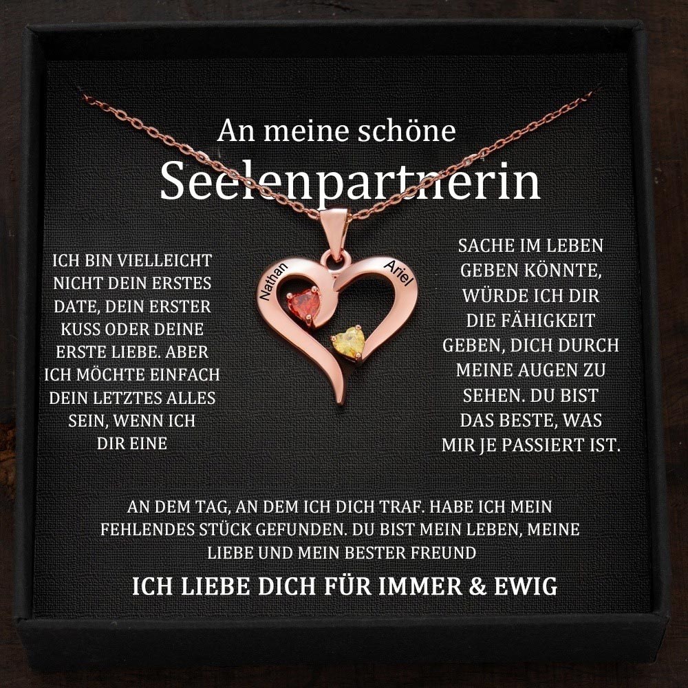 Benutzerdefinierte Paar Namen Herz Halskette mit Geburtssteinen Valentinstag Geschenke