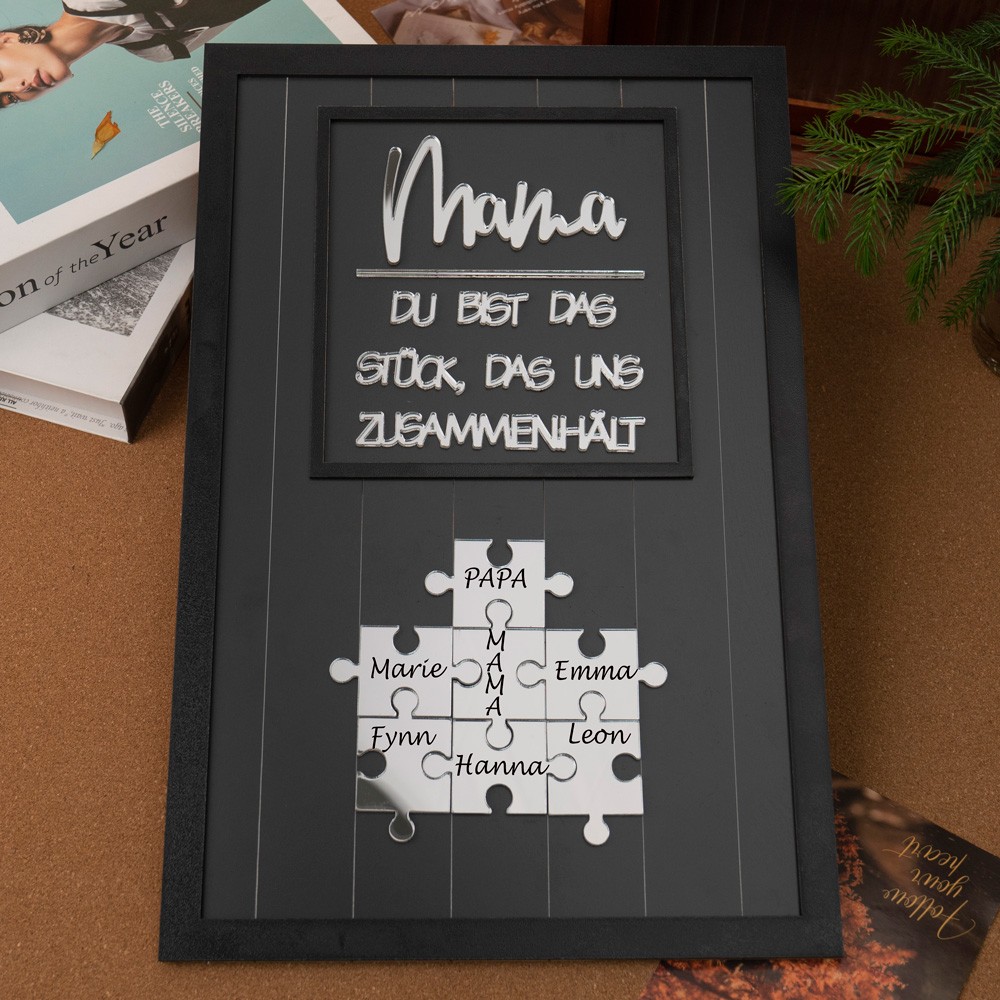 Individuelle Mama Puzzle Zeichen mit Namen Stück, das uns zusammen für Muttertag Geschenk hält