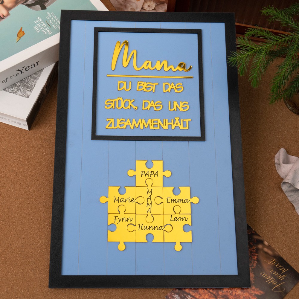 Individuelle Mama Puzzle Zeichen mit Namen Stück, das uns zusammen für Muttertag Geschenk hält