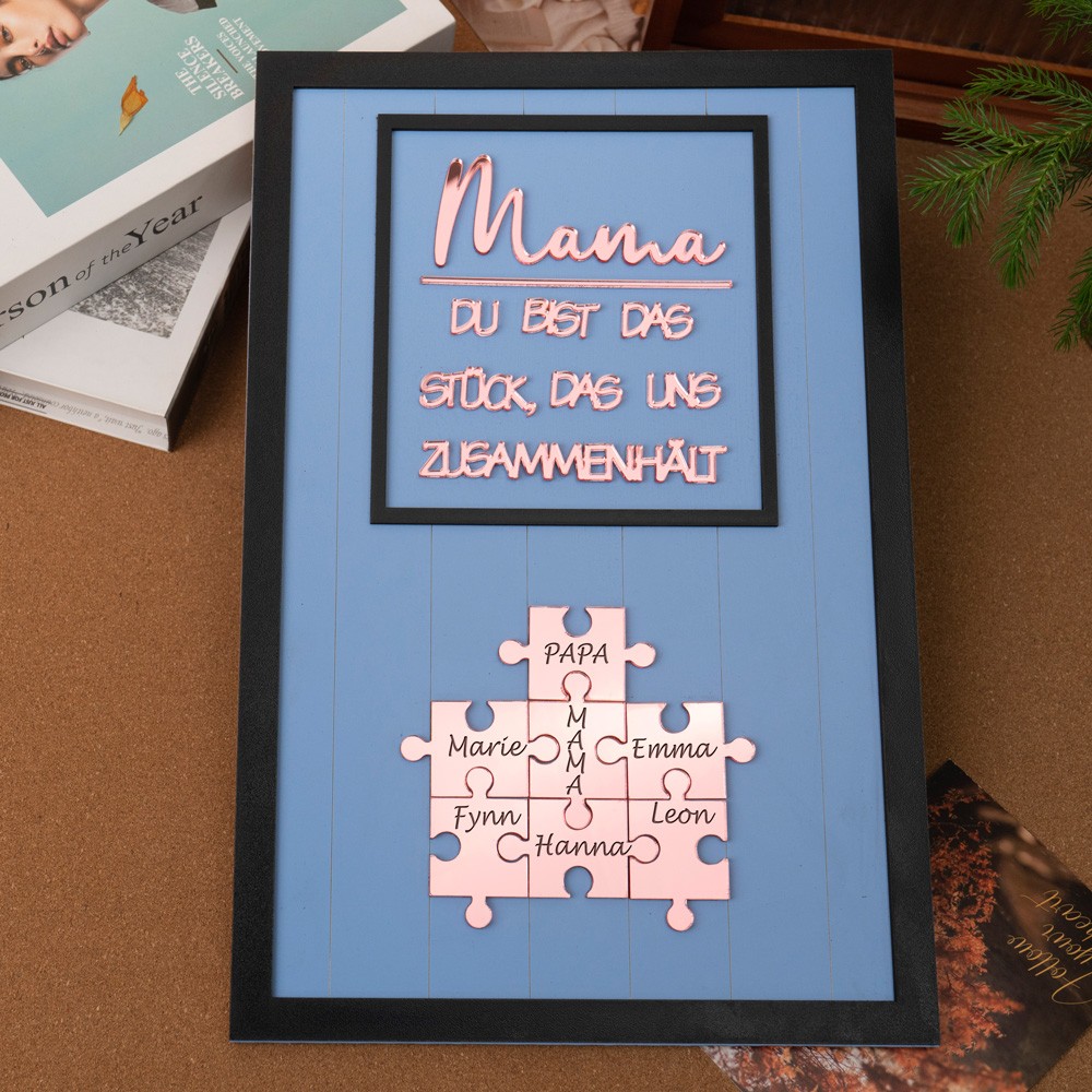 Individuelle Mama Puzzle Zeichen mit Namen Stück, das uns zusammen für Muttertag Geschenk hält