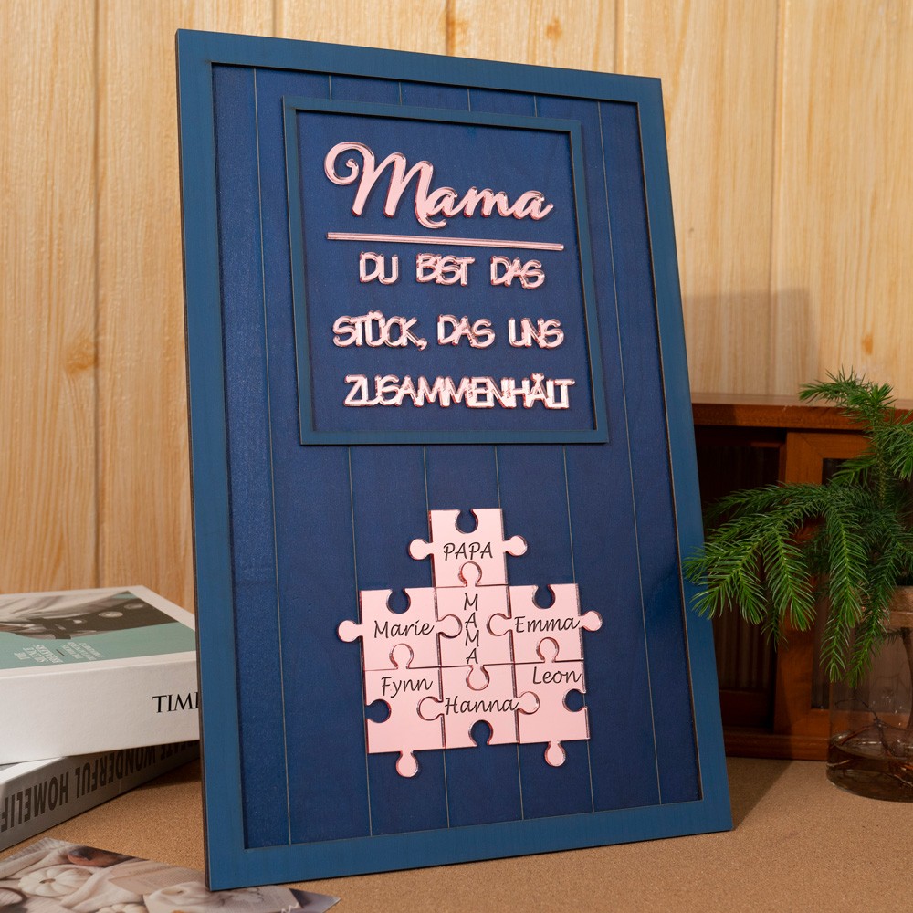 Individuelle Mama Puzzle Zeichen mit Namen Stück, das uns zusammen für Muttertag Geschenk hält