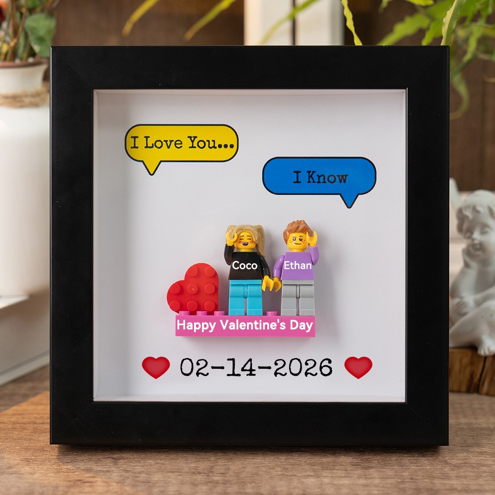 Personalisiertes Paar-Minifiguren-Rahmen Mit Namen Als Valentinstagsgeschenk