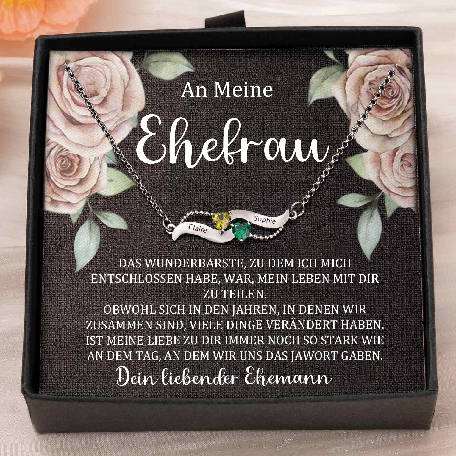 Benutzerdefinierte Paar Namen Herz Halskette mit Geburtssteinen Valentinstag Geschenke
