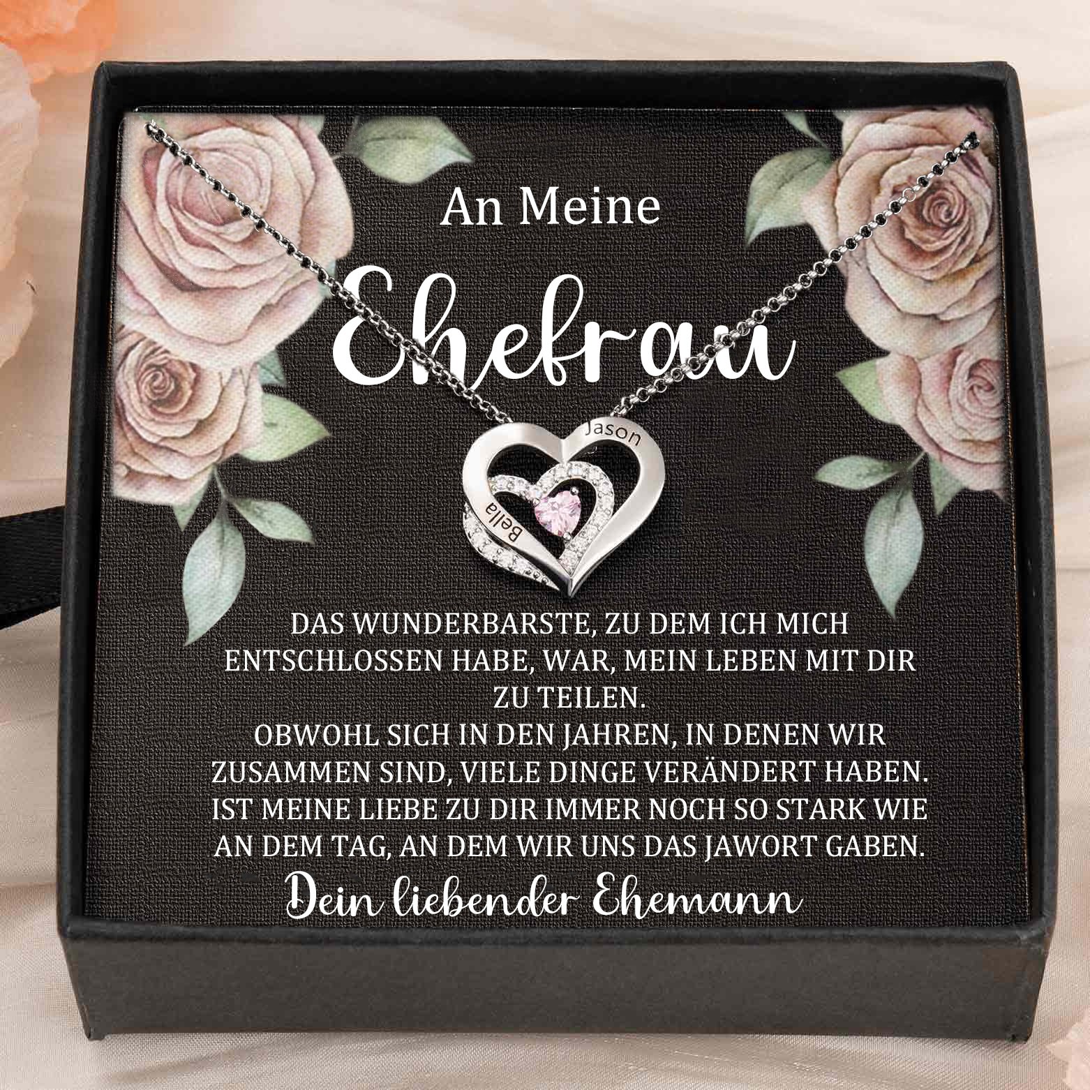 Benutzerdefinierte Paar Namen Herz Halskette mit Geburtssteinen Valentinstag Geschenke