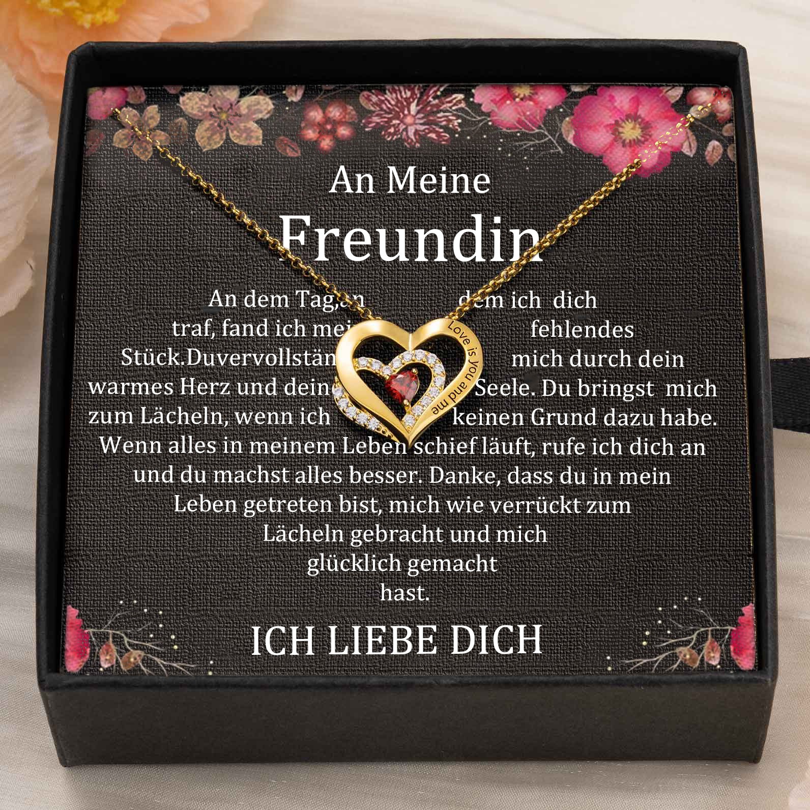 Benutzerdefinierte Paar Namen Herz Halskette mit Geburtssteinen Valentinstag Geschenke