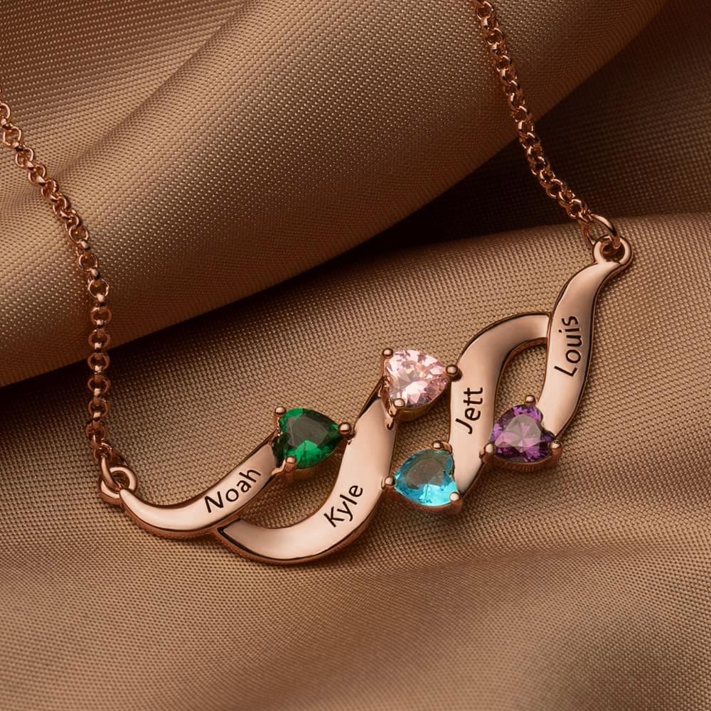 Benutzerdefinierte Name graviert und Birthstone Halsketten für Muttertag Geschenk
