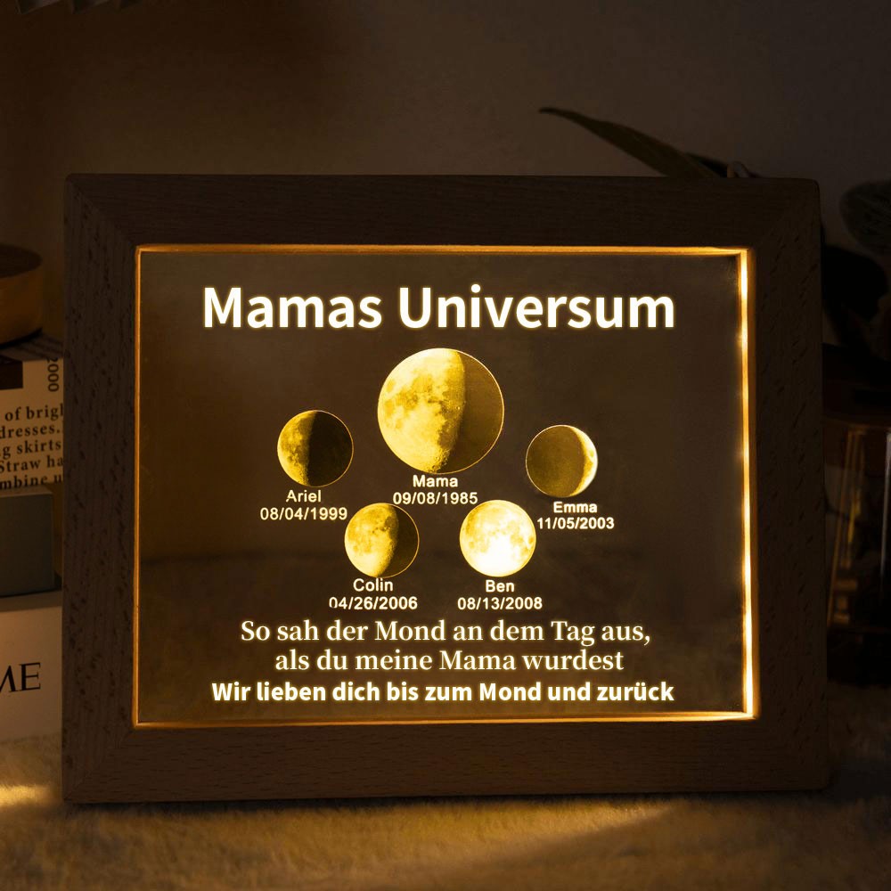 Individuelle Mondphase Lampe mit Namen des Kindes für Muttertag Familie Geschenk
