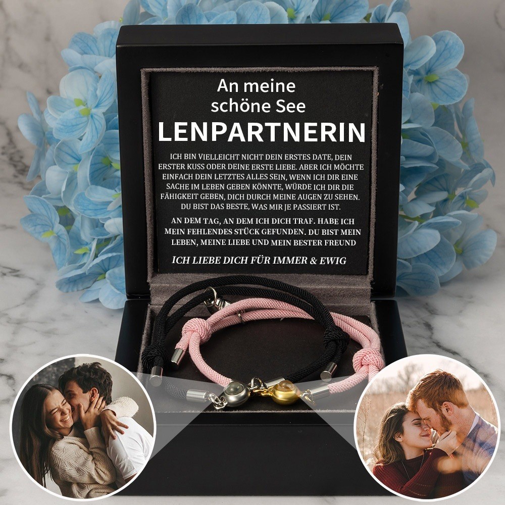 Personalisierte Rope Memorial Foto Projektion Armband mit Bild im Inneren Valentinstag Geschenke für Paare
