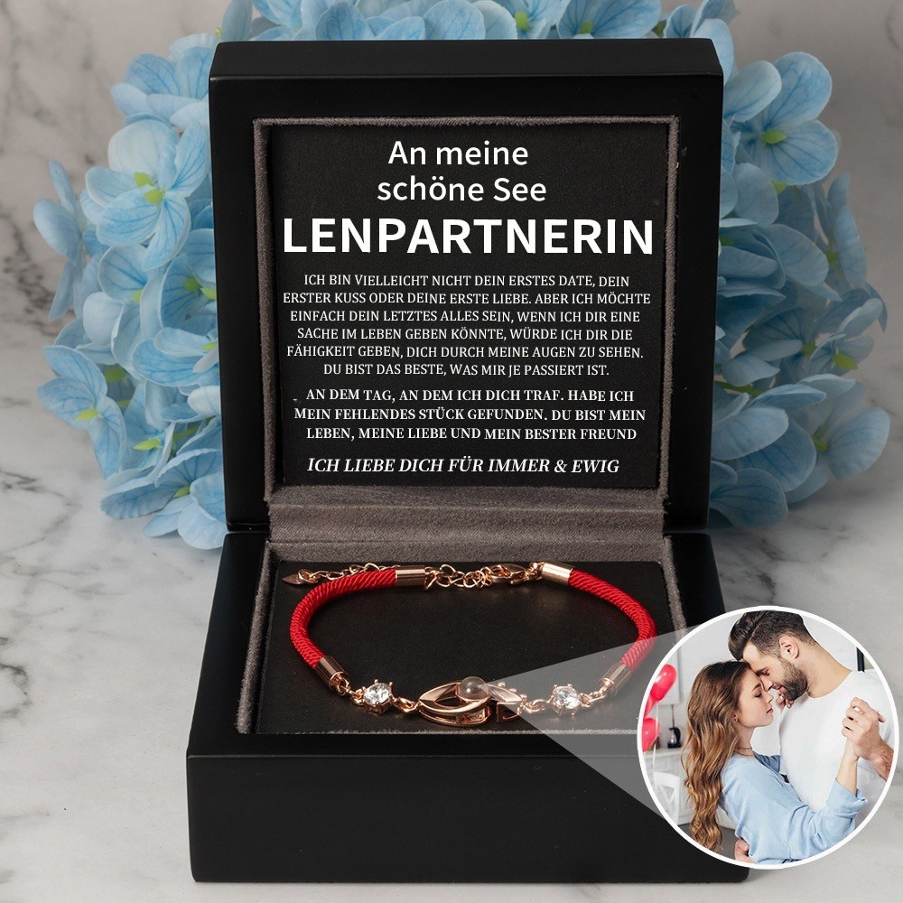 Personalisierte Rope Memorial Foto Projektion Armband mit Bild im Inneren Valentinstag Geschenke für Paare