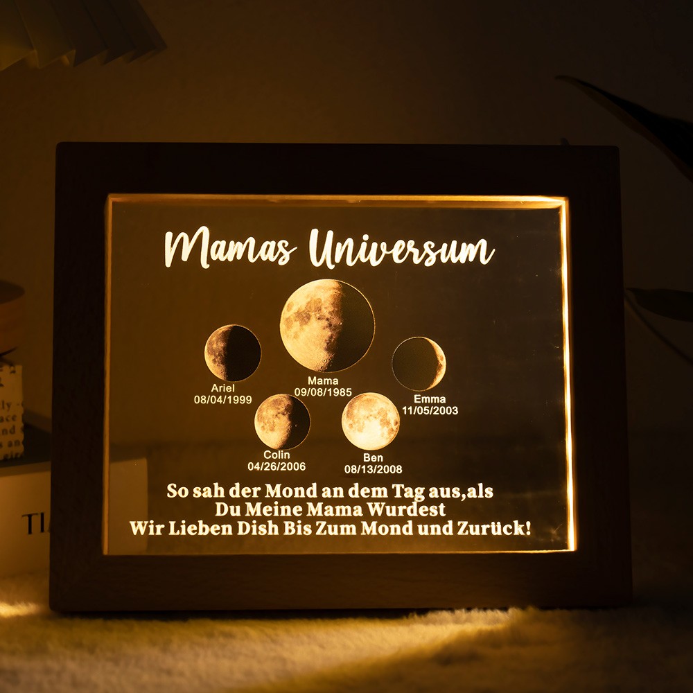 Individuelle Mondphase Lampe mit Namen des Kindes für Muttertag Familie Geschenk