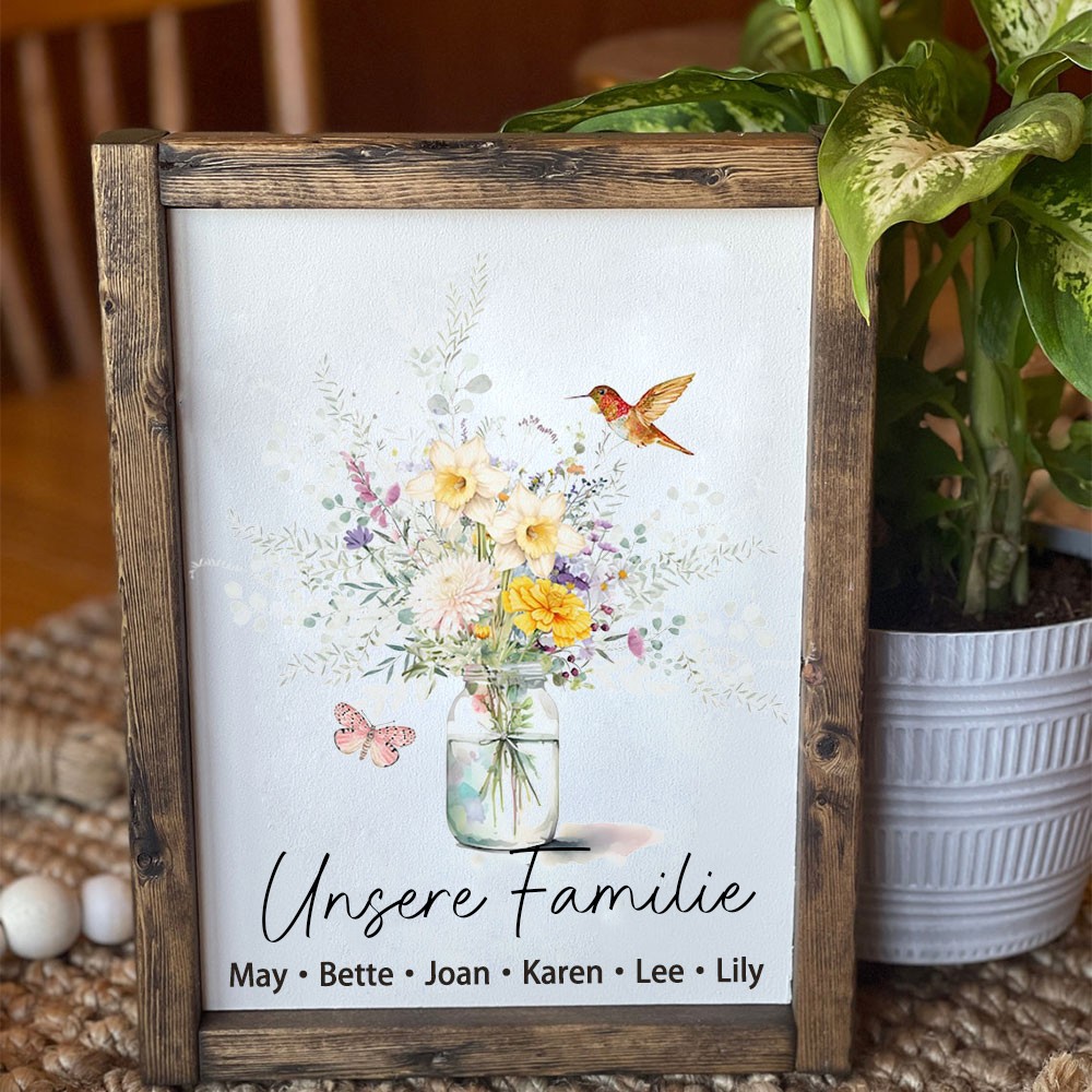 Personalisierte Geburt Blumenstrauß Rahmen Home Art für Mama Oma Weihnachtsgeschenk