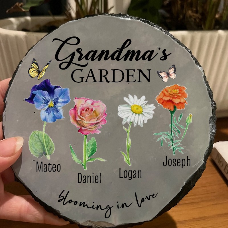 Personalisierte Omas Garten Geburt Blume Plaque für Mama Oma Weihnachtsgeschenkideen