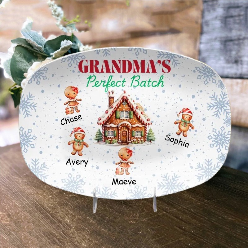 Personalisierter Weihnachtsteller Omas perfekte Partie Geschenk von Enkelkindern
