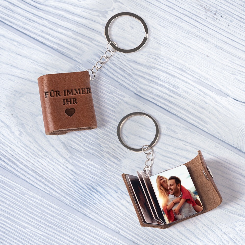 Personalisierte Leder Handmade Schlüsselanhänger mit Fotos für Valentinstag