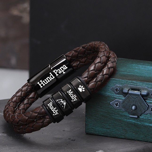 Benutzerdefinierte Männer Hund Papa Armband mit Perlen Geschenk für Tierliebhaber Geschenke