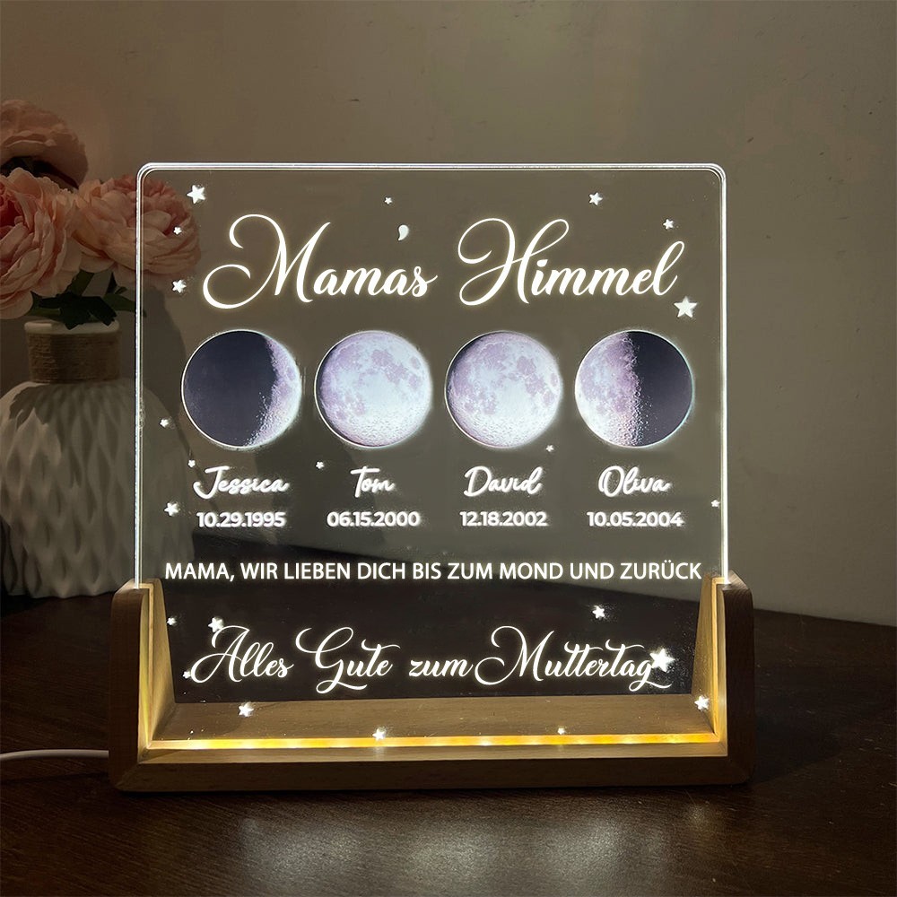 Individuelles Mama Mondphase Nachtlicht von Datum für Muttertag Geschenk