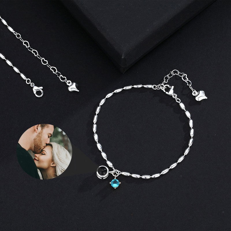Personalisierte Foto Projektion Armband mit Bild im Inneren Valentinstag Geschenke für Paare