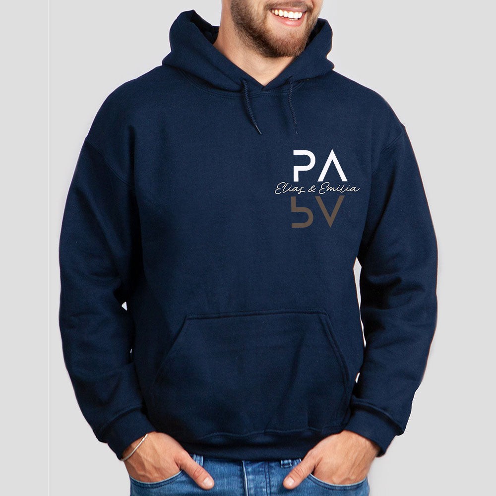 Personalisierte PAPA Hoodie mit Kindernamen Vatertag Geschenk neue Papa Geschenk