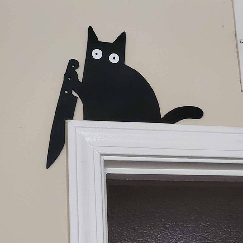 Halloween Lustige Schwarze Katze Tür Topper Home Corner Decor
