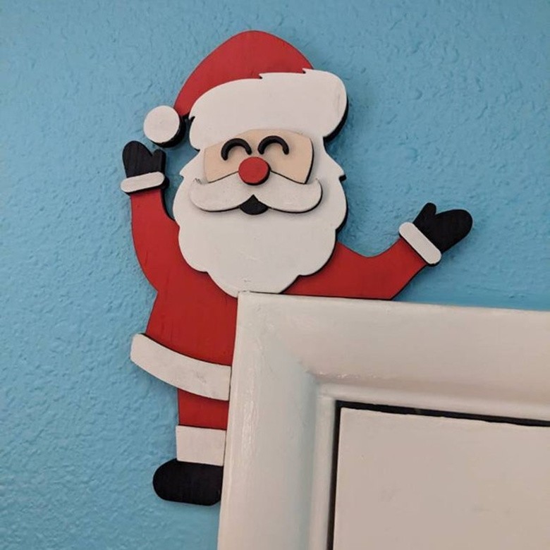 Weihnachten Santa Tür Ecke Holz Zeichen Urlaub Dekoration