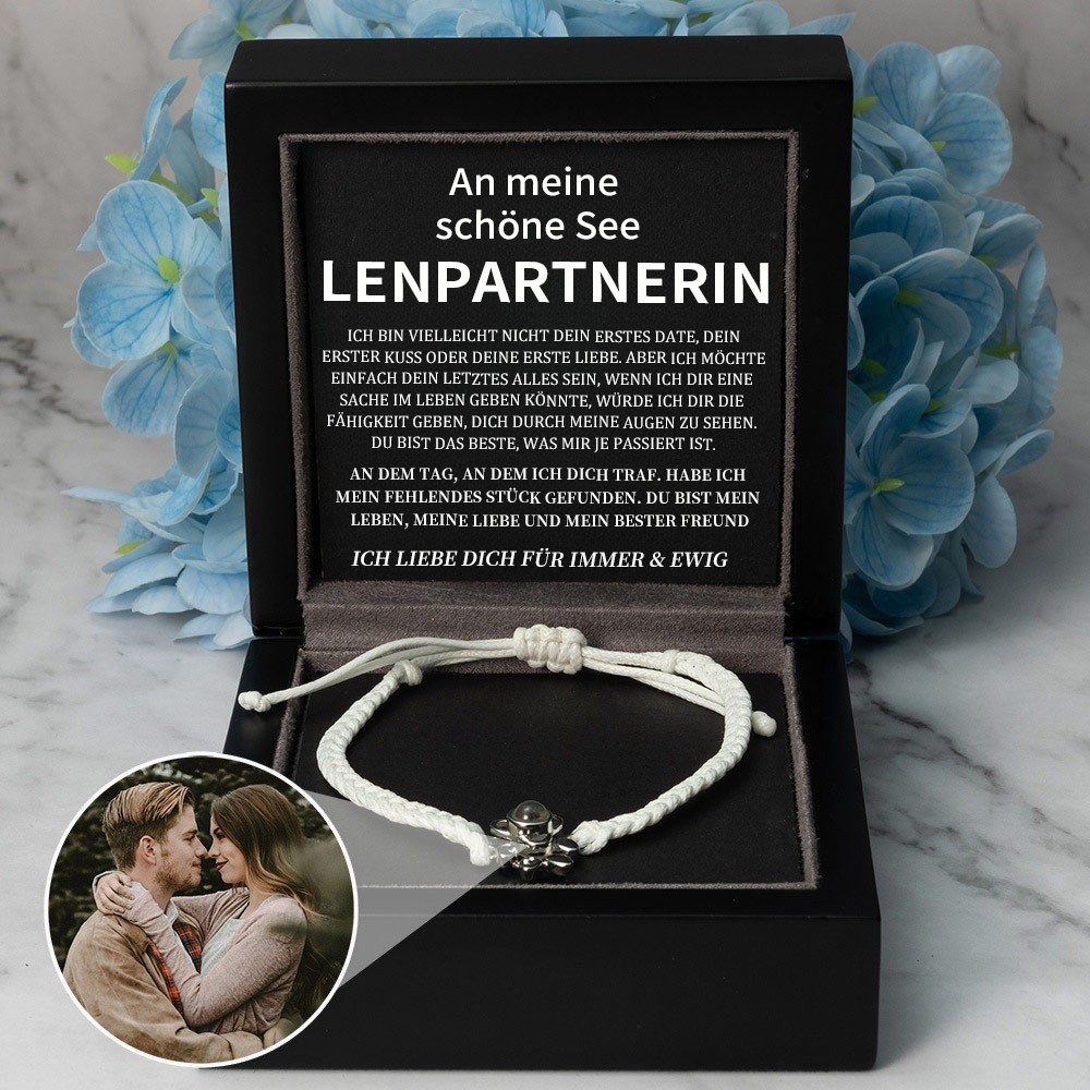 Personalisierte Rope Memorial Foto Projektion Armband mit Bild im Inneren Valentinstag Geschenke für Paare