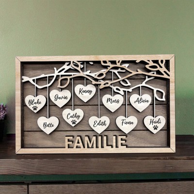 Benutzerdefinierte Familie Baum Holz Zeichen mit Kindern Namen für Weihnachten Familie Geschenk