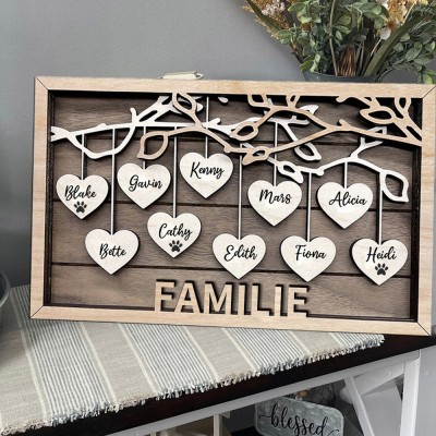 Benutzerdefinierte Familie Baum Holz Zeichen mit Kindern Namen für Weihnachten Familie Geschenk