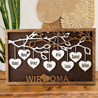 Personalisierte Hölzerne Familie Baum Zeichen für Weihnachten Familie Jahrestag Geschenk