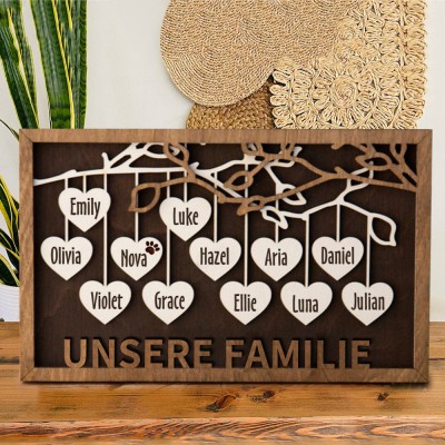 Personalisierte Hölzerne Familie Baum Zeichen für Weihnachten Familie Jahrestag Geschenk