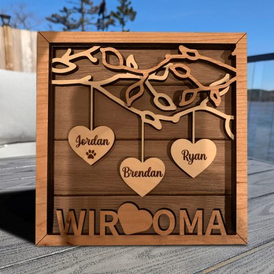 Personalisierte Hölzerne Familie Baum Zeichen für Oma Weihnachten Jahrestag Geschenk