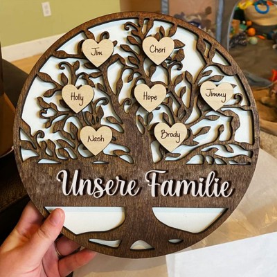 Personalisierte Holz Familie Baum Zeichen Home Wall Art Decor für Weihnachten Familie Jahrestag Geschenk