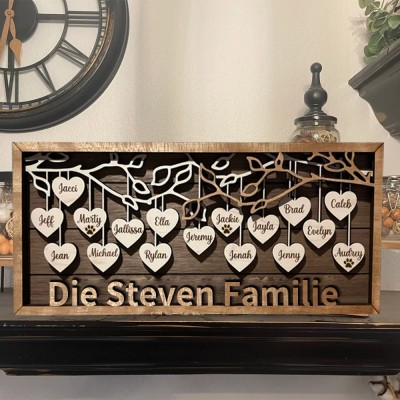 Personalisierte Hölzerne Familie Baum Zeichen für Weihnachten Familie Jahrestag Geschenk