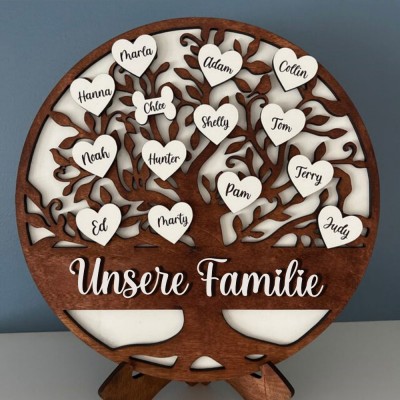 Personalisierte Holz Familie Baum Zeichen Home Wall Art Decor für Weihnachten Familie Jahrestag Geschenk